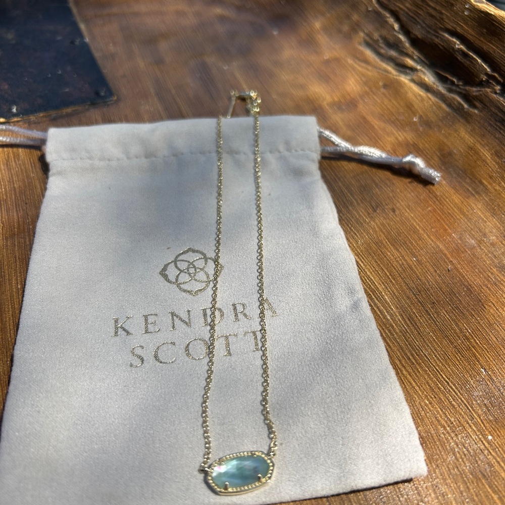 Kendra Scott Gold Necklace with Aqua Stone